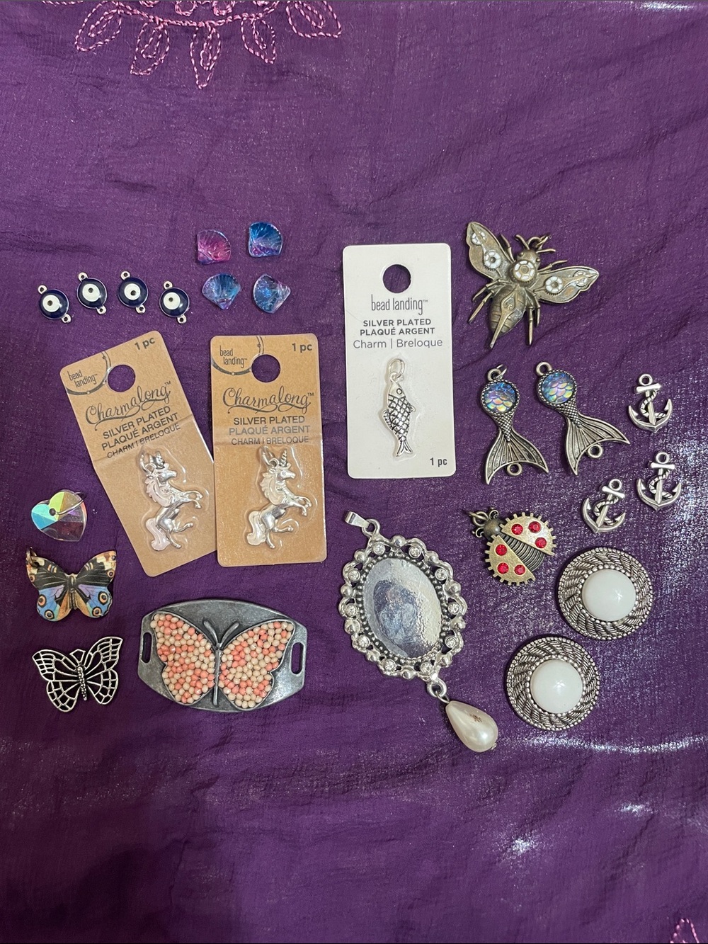Charms & Beads Lot - Some Silver Plated